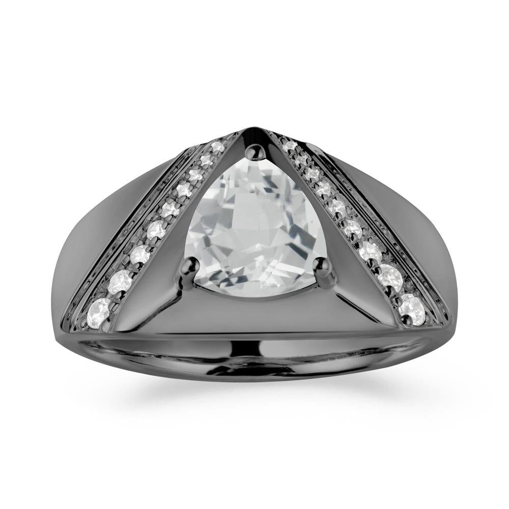 Trillion Cut White Topaz Men Ring - LUO Jewelry #metal_black finish sterling silver