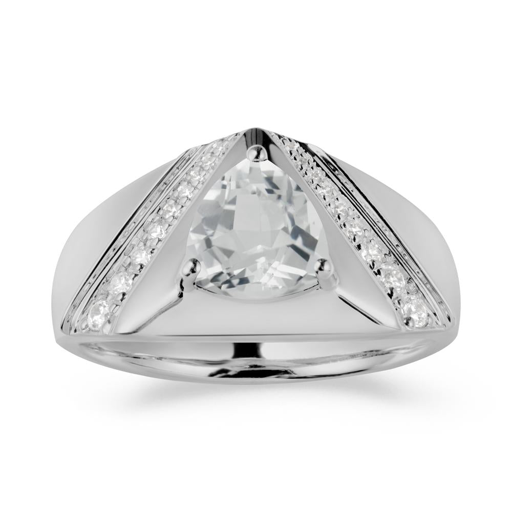 Trillion Cut White Topaz Men Ring - LUO Jewelry #metal_platinum