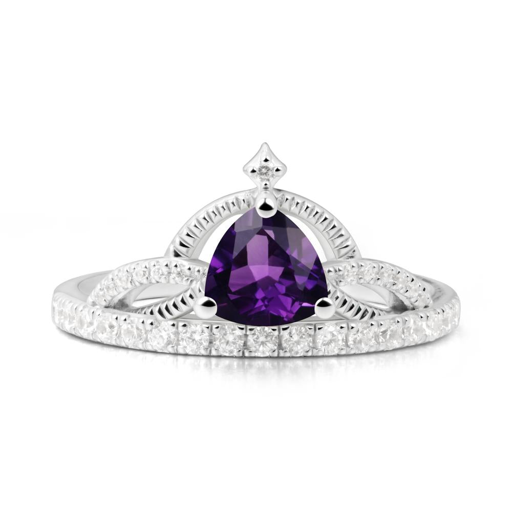 Trillion Cut Amethyst Tiara Ring - LUO Jewelry #metal_14k white gold