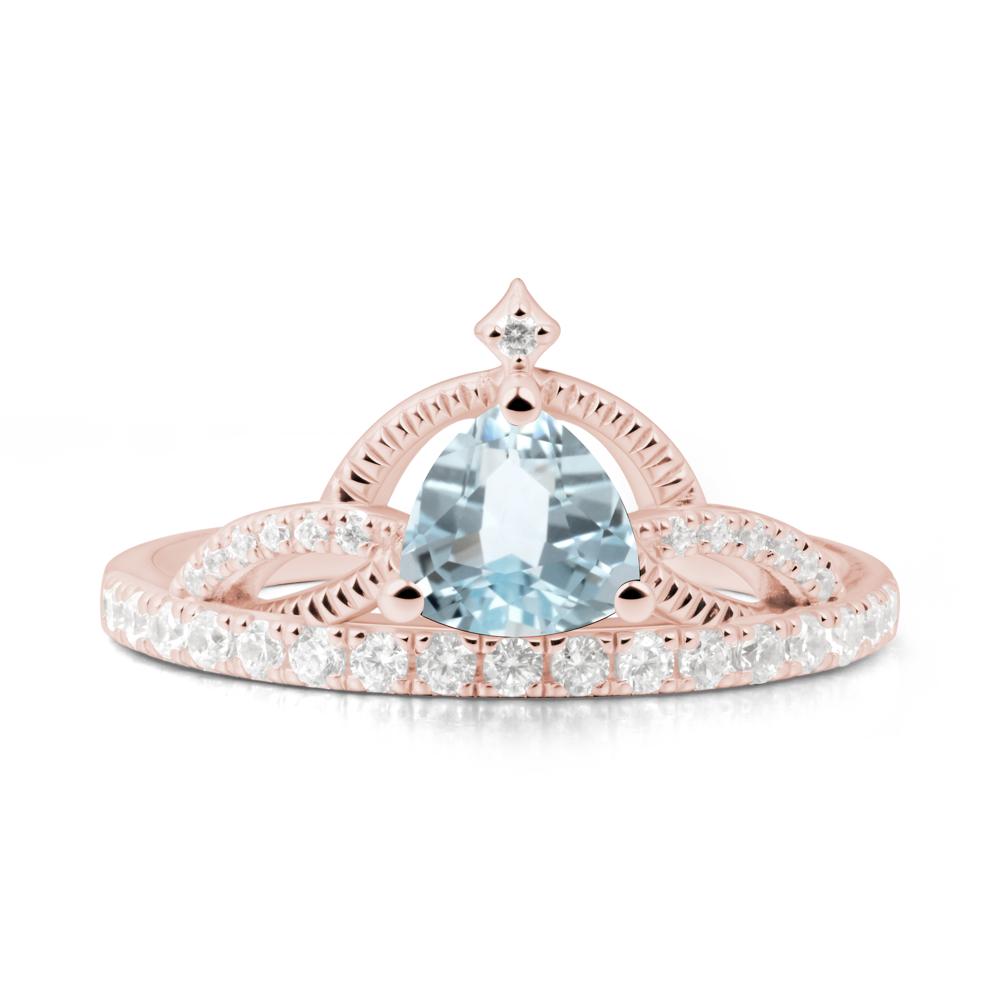Trillion Cut Aquamarine Tiara Ring - LUO Jewelry #metal_18k rose gold