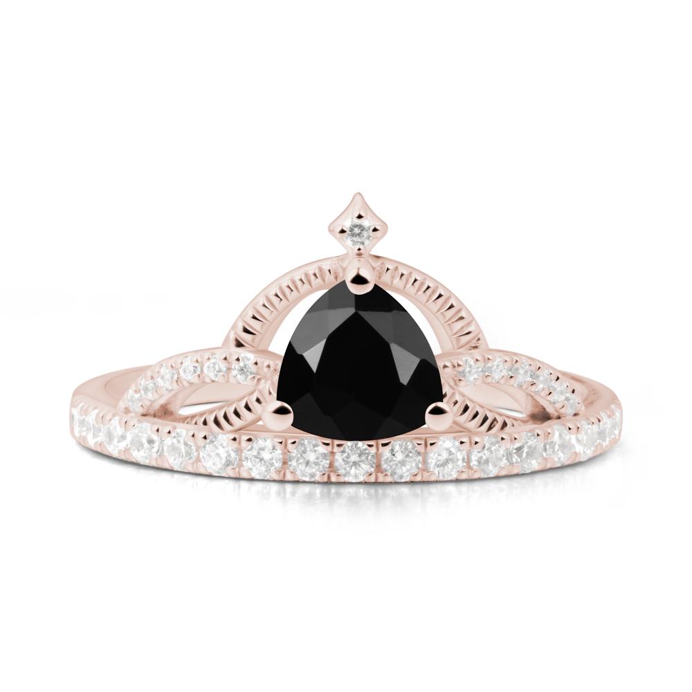 Trillion Cut Black Spinel Tiara Ring - LUO Jewelry #metal_14k rose gold