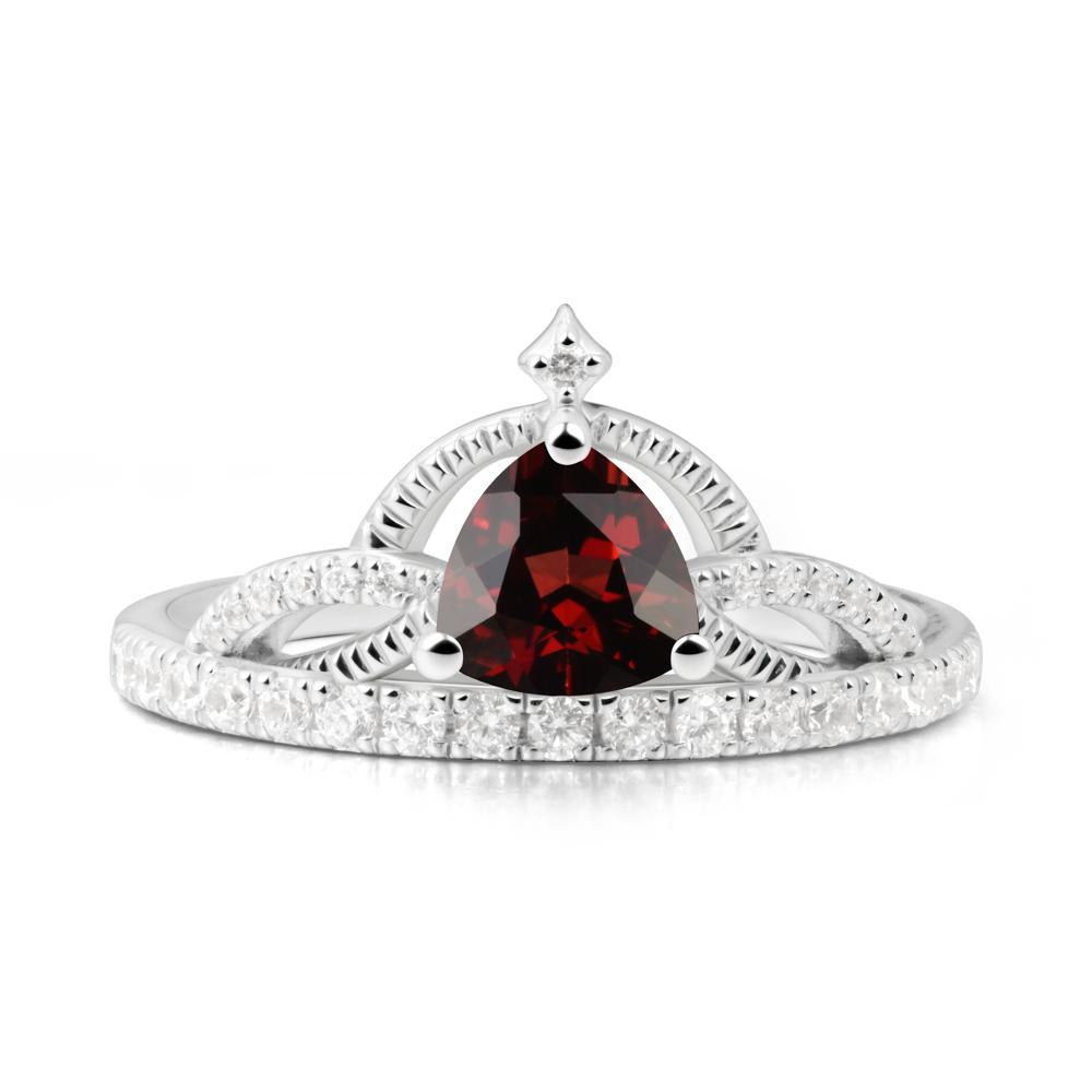 Trillion Cut Garnet Tiara Ring - LUO Jewelry #metal_18k white gold