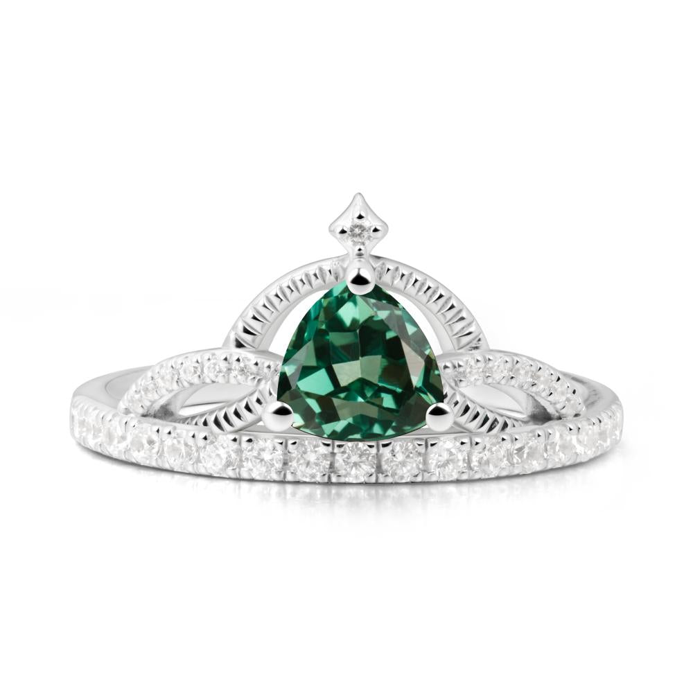 Tiara Green Sapphire Engagement Ring - LUO Jewelry #metal_14k white gold