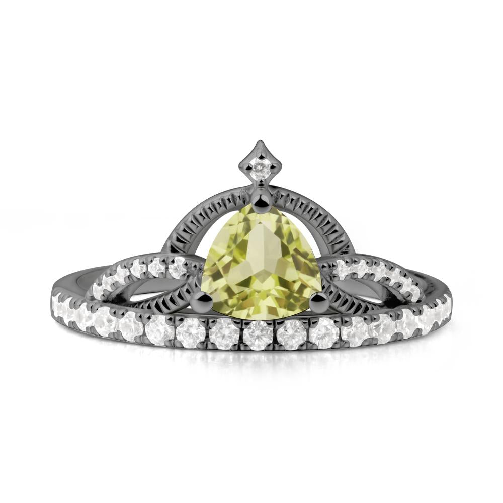 Trillion Cut Lemon Quartz Tiara Ring - LUO Jewelry #metal_black finish sterling silver