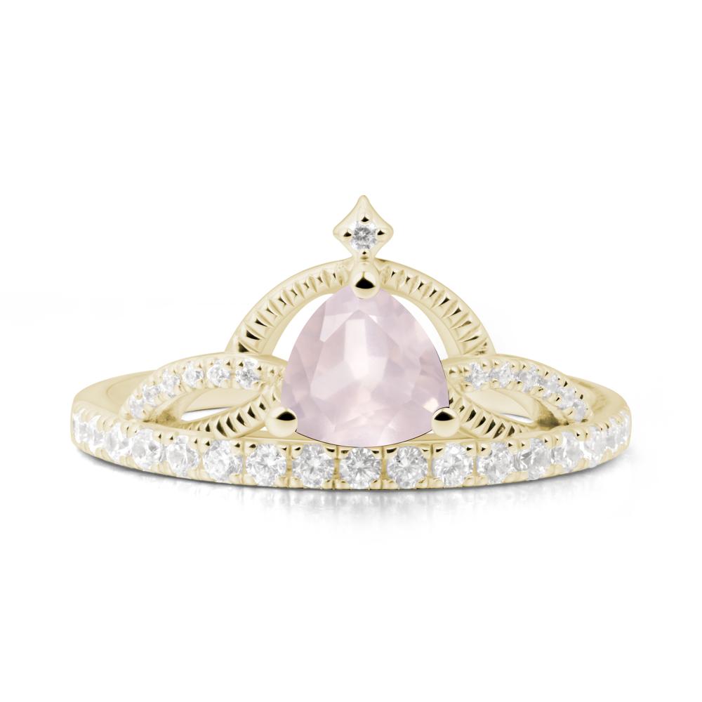 Trillion Cut Rose Quartz Tiara Ring - LUO Jewelry #metal_14k yellow gold