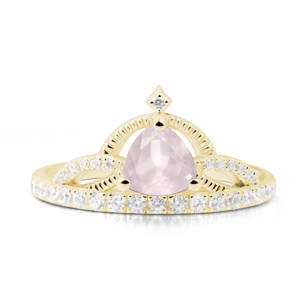 Trillion Cut Rose Quartz Tiara Ring - LUO Jewelry #metal_18k yellow gold
