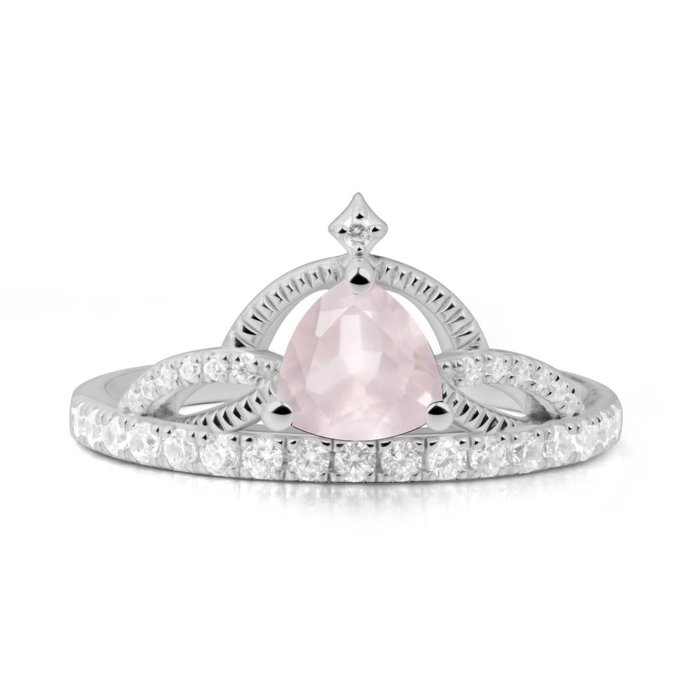 Trillion Cut Rose Quartz Tiara Ring - LUO Jewelry #metal_platinum