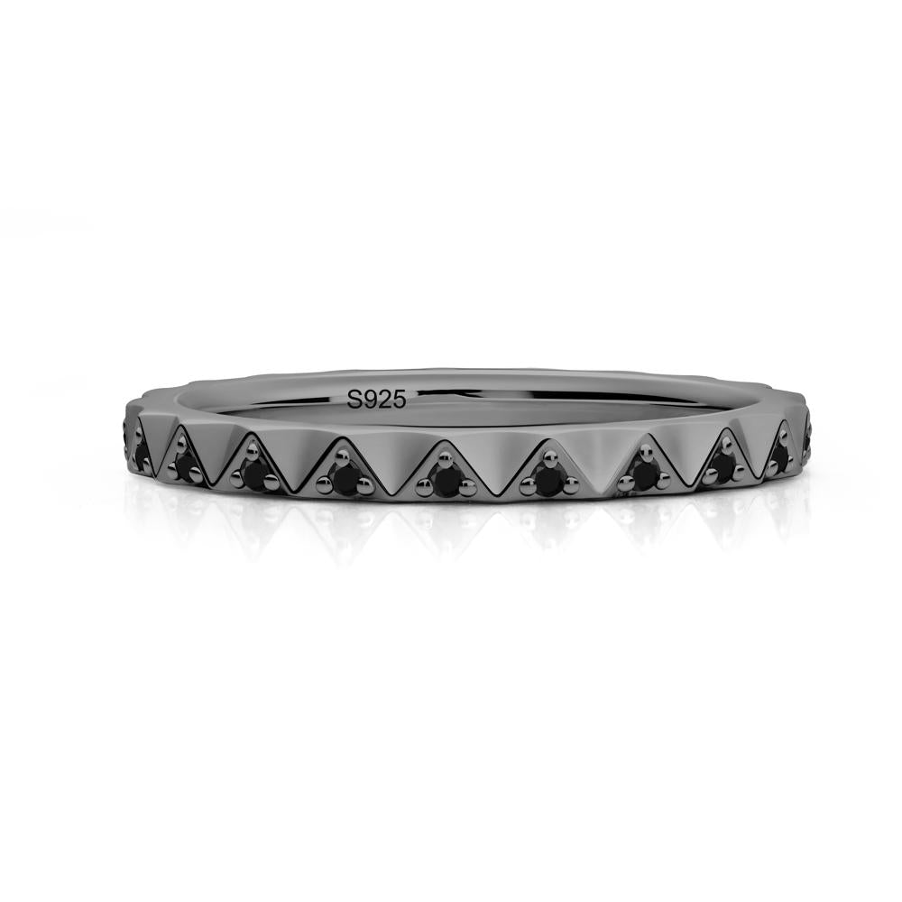 Round Black Spinel Stackable Ring - LUO Jewelry #metal_black finish sterling silver