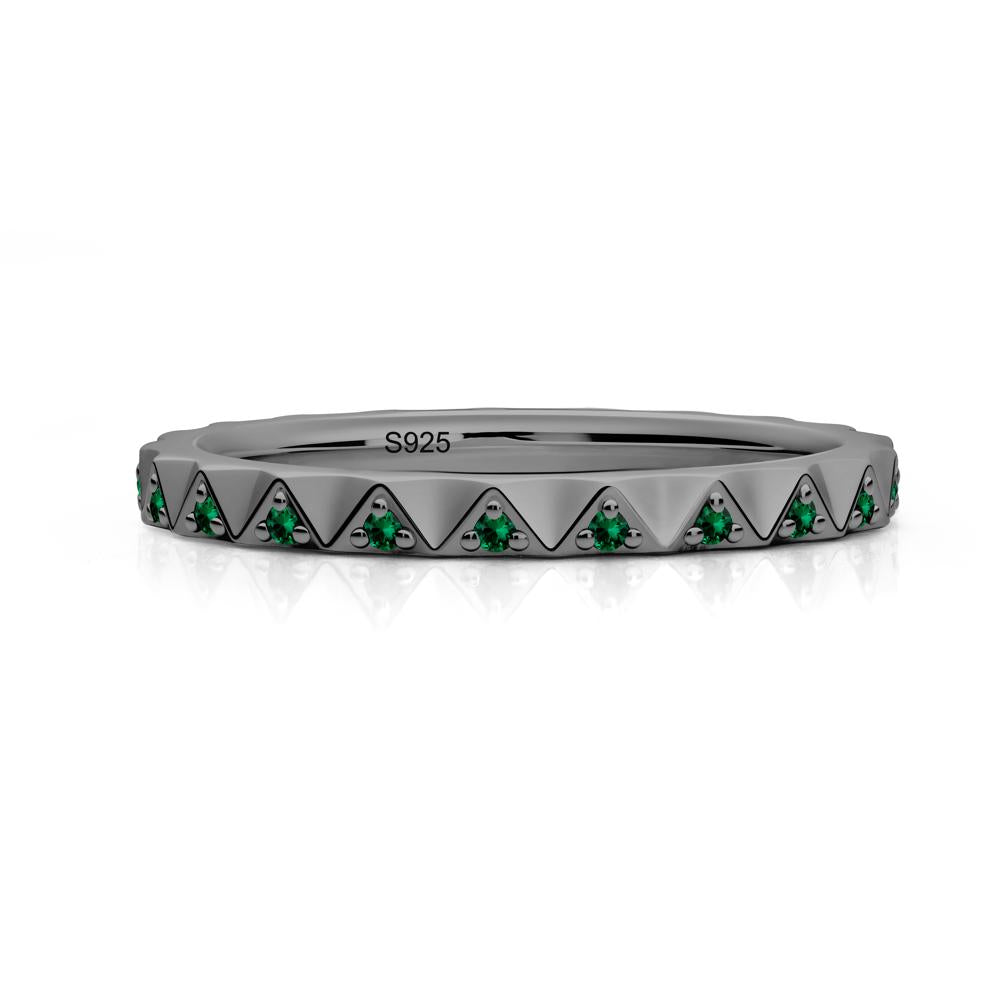 Round Emerald Stackable Ring - LUO Jewelry #metal_black finish sterling silver