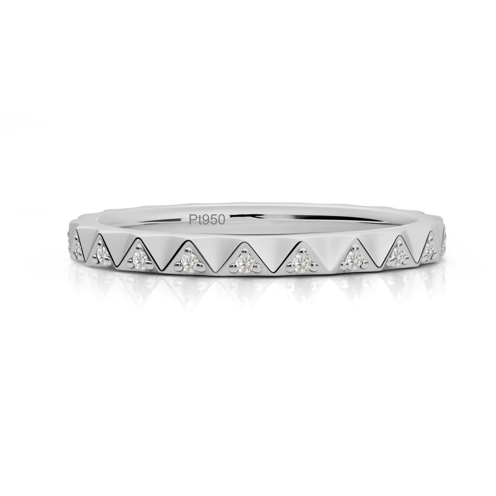 Round Moissanite Stackable Ring - LUO Jewelry #metal_platinum