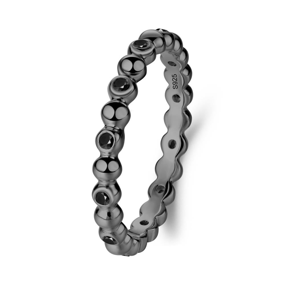 Minimalist Black Spinel Wedding Ring - LUO Jewelry #metal_black finish sterling silver