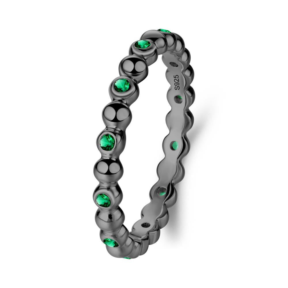 Minimalist Emerald Wedding Ring - LUO Jewelry #metal_black finish sterling silver