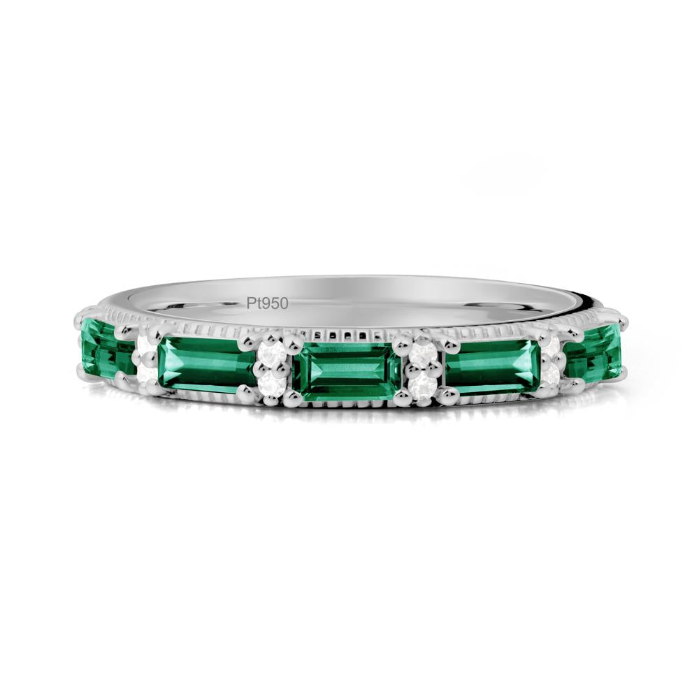 Baguette Emerald Eternity Ring - LUO Jewelry #metal_platinum