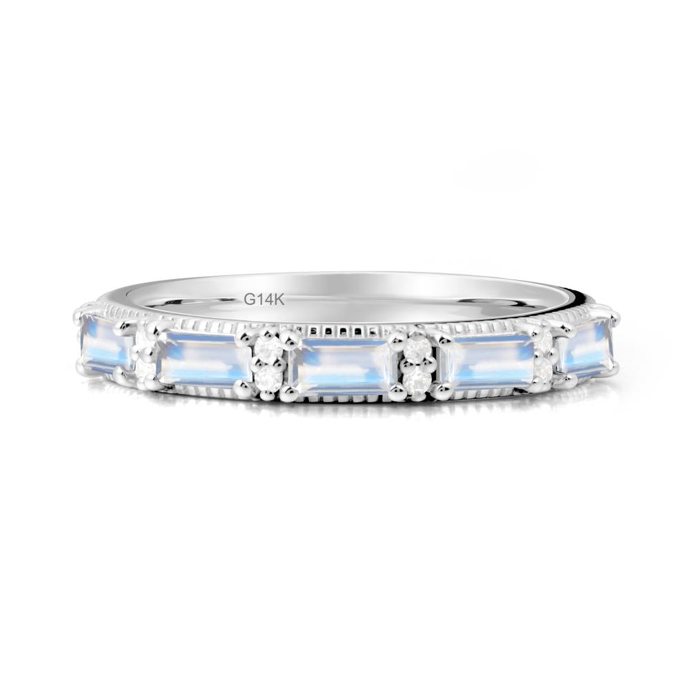 Baguette Moonstone Eternity Ring - LUO Jewelry #metal_14k white gold