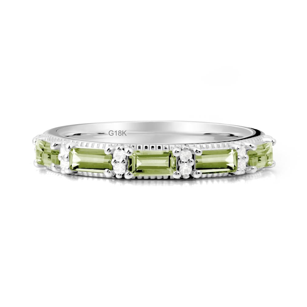 Peridot Milgrain Engagement Ring - LUO Jewelry #metal_18k white gold