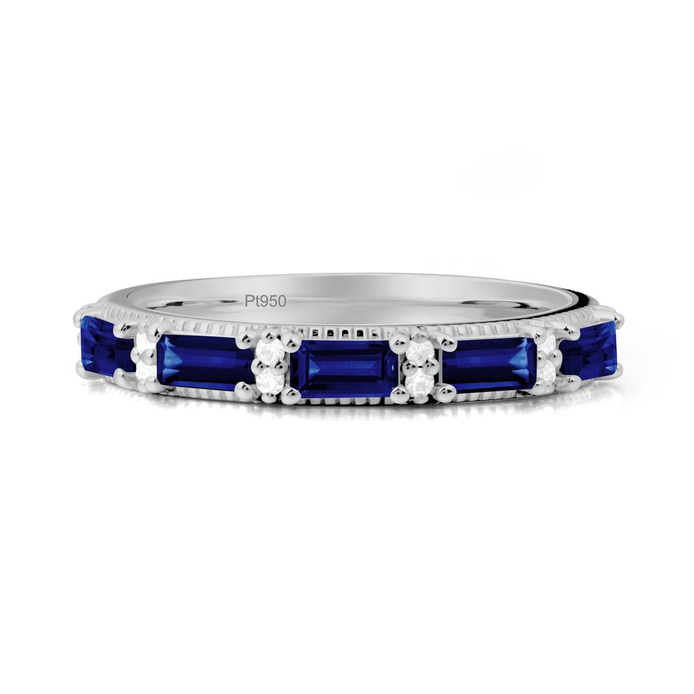 Baguette Sapphire Eternity Ring - LUO Jewelry #metal_platinum