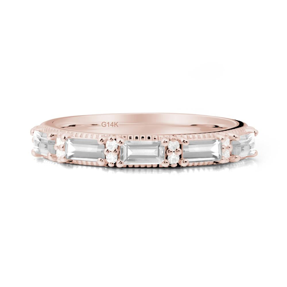 Baguette White Topaz Eternity Ring - LUO Jewelry #metal_14k rose gold