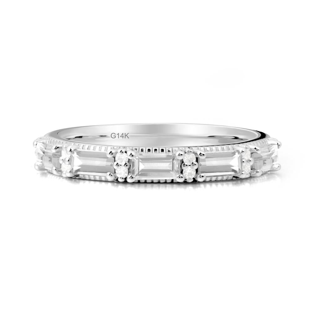 Baguette White Topaz Eternity Ring - LUO Jewelry #metal_14k white gold