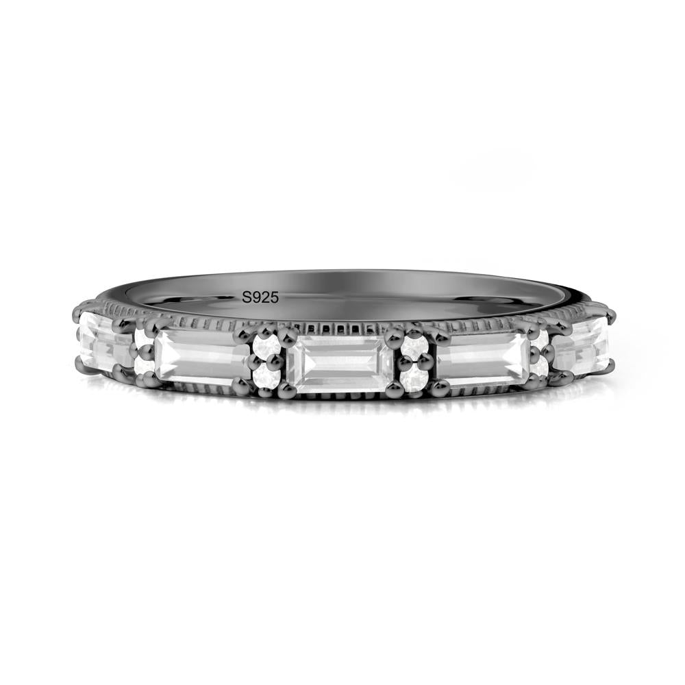 Baguette White Topaz Eternity Ring - LUO Jewelry #metal_black finish sterling silver