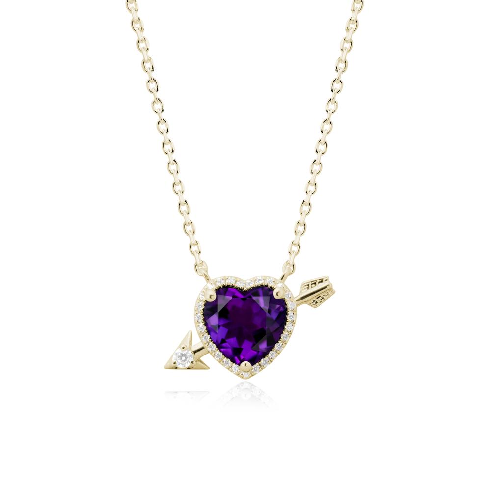 Cupid鈥橲 Arrow Heart Shaped Amethyst Necklace - LUO Jewelry #metal_14k yellow gold