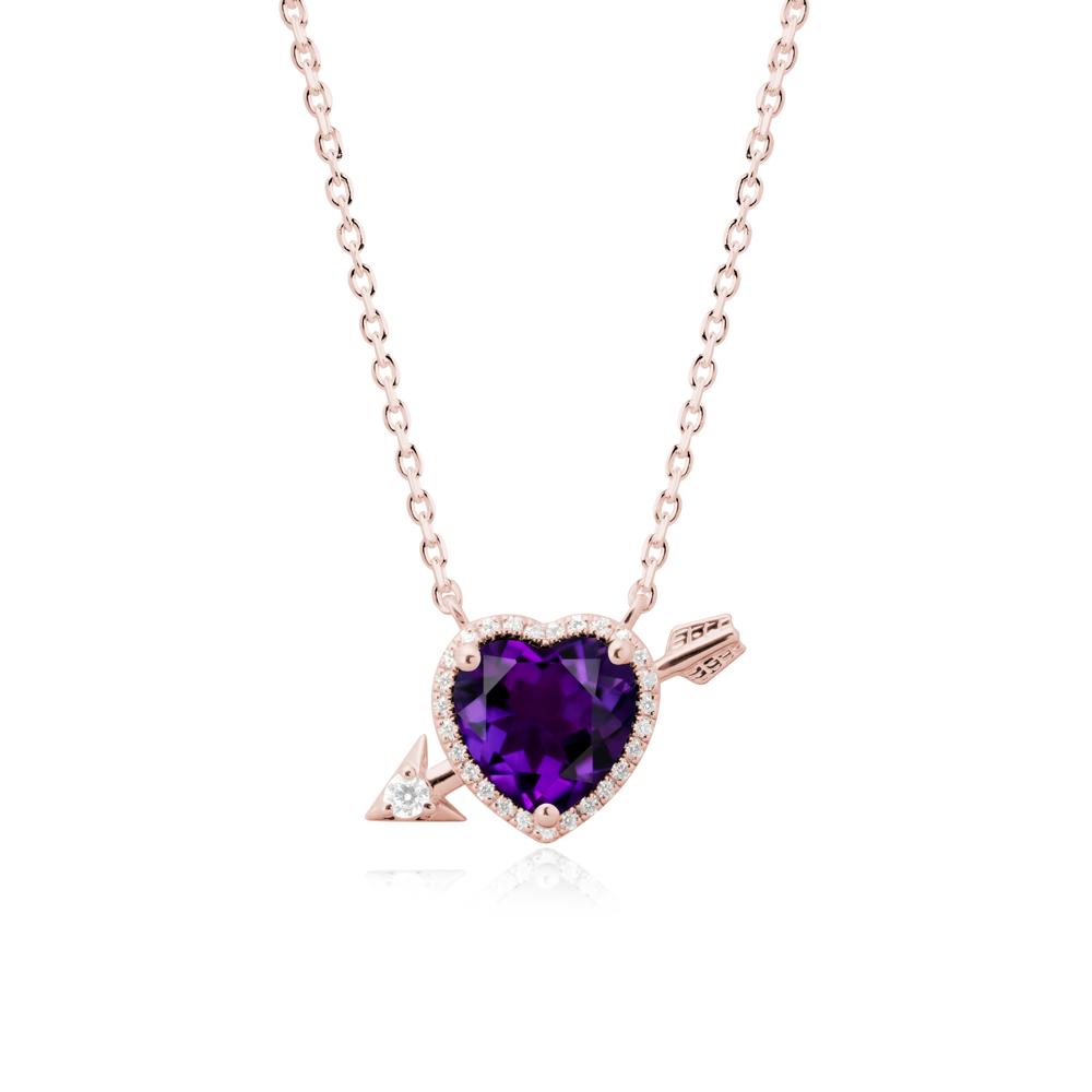 Cupid鈥橲 Arrow Heart Shaped Amethyst Necklace - LUO Jewelry #metal_18k rose gold