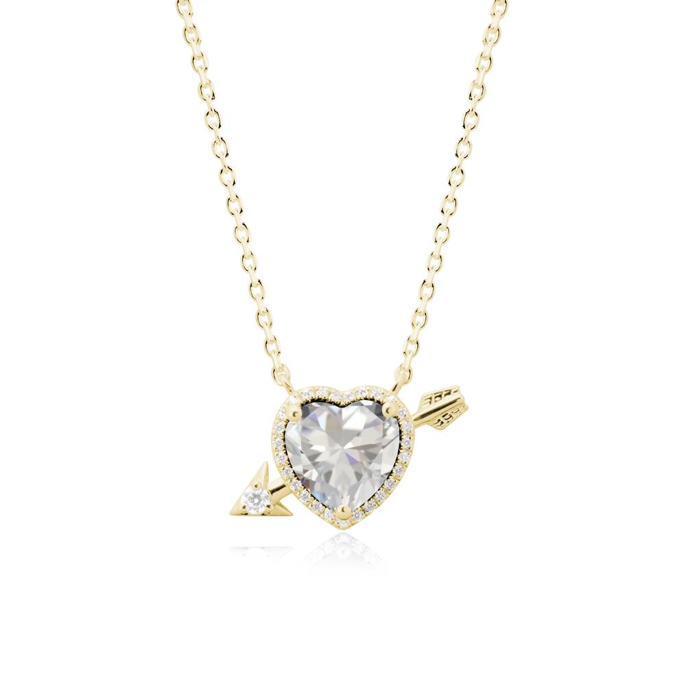 Halo Heart Shaped Cubic Zirconia Pendant Necklace - LUO Jewelry #metal_18k yellow gold
