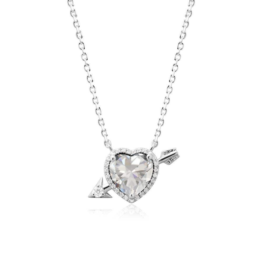 Halo Heart Shaped Cubic Zirconia Pendant Necklace - LUO Jewelry #metal_sterling silver