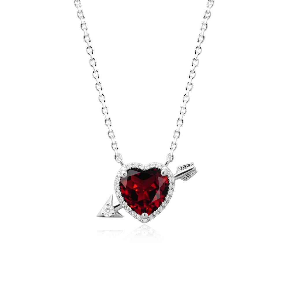 Cupid鈥橲 Arrow Heart Shaped Garnet Necklace - LUO Jewelry #metal_18k white gold