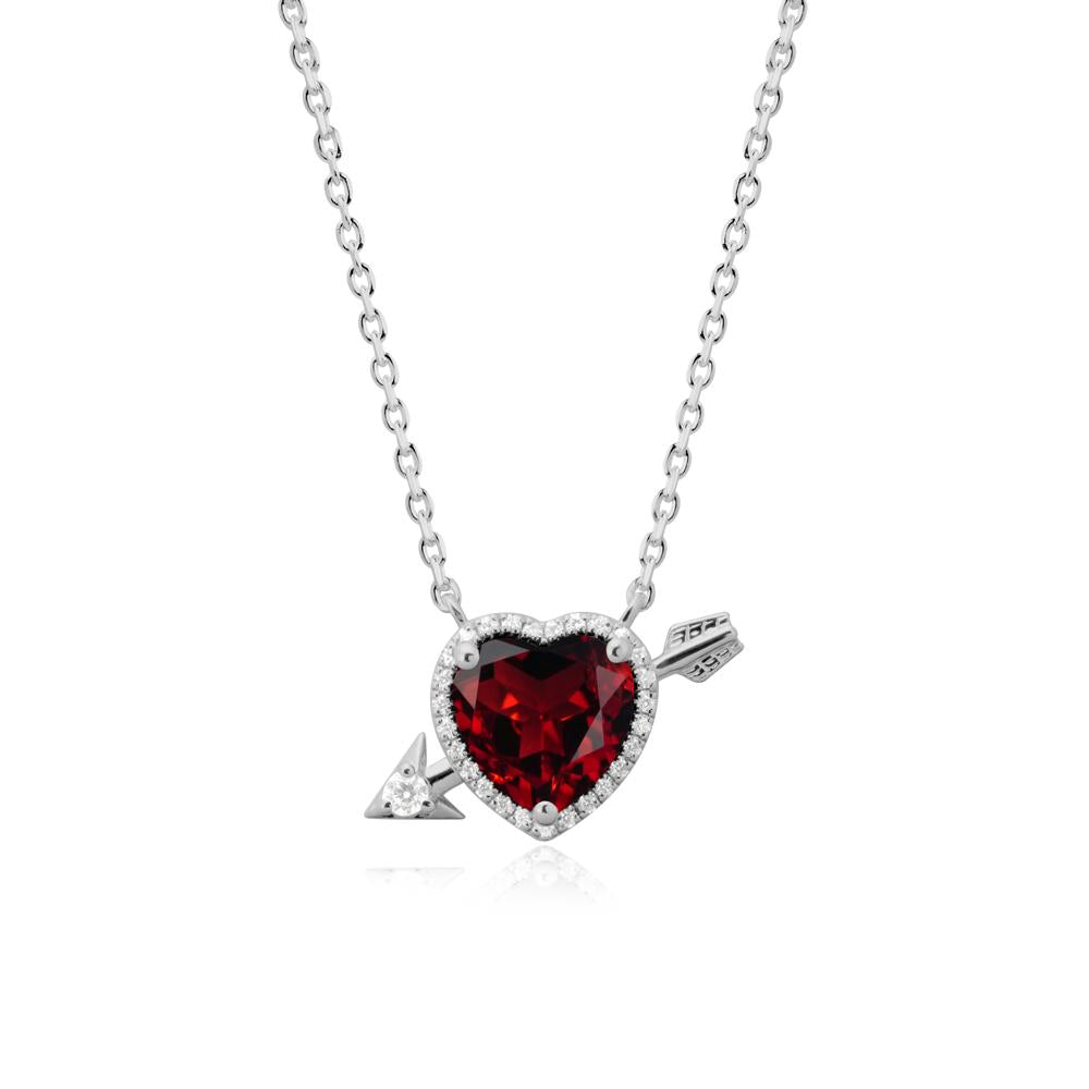 Cupid鈥橲 Arrow Heart Shaped Garnet Necklace - LUO Jewelry #metal_platinum
