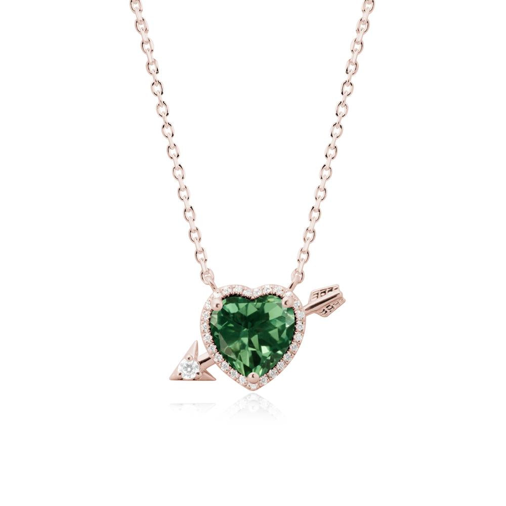 Heart Shaped Green Sapphire Cupid鈥橲 Arrow Necklace - LUO Jewelry #metal_14k rose gold