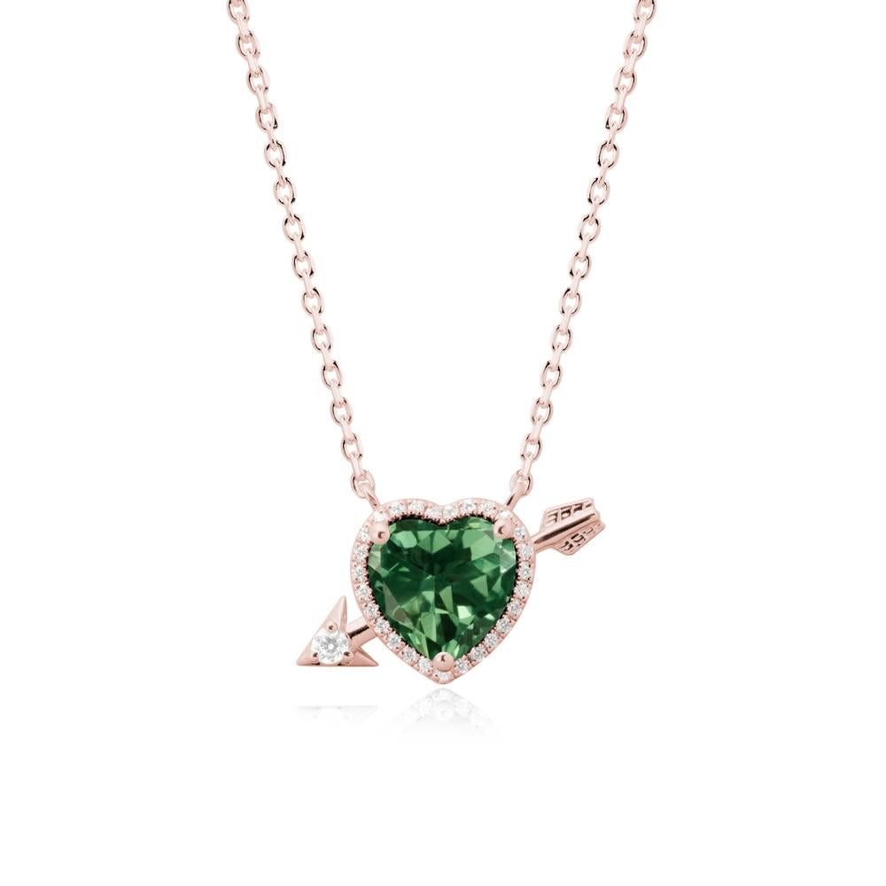 Heart Shaped Green Sapphire Cupid鈥橲 Arrow Necklace - LUO Jewelry #metal_18k rose gold