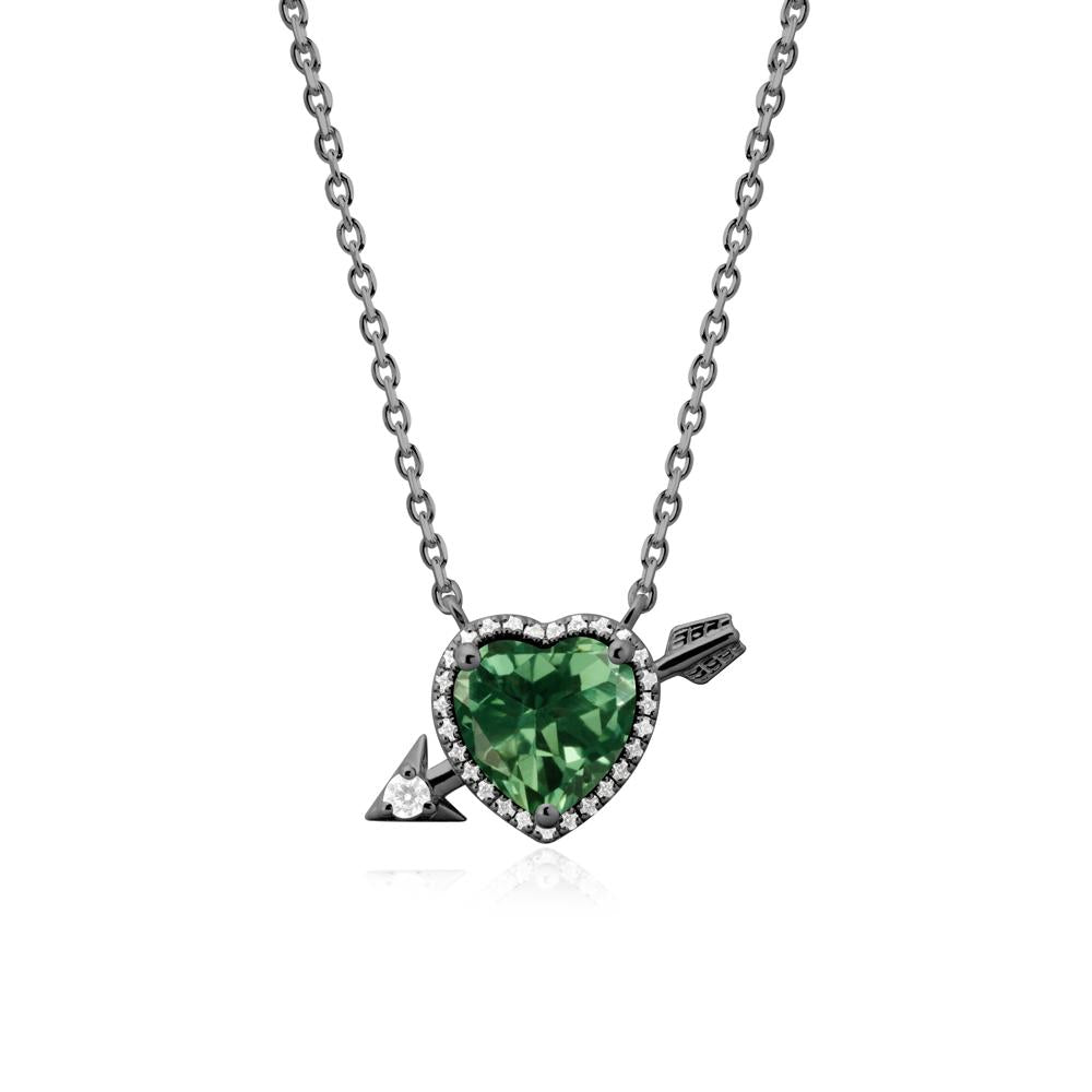 Heart Shaped Green Sapphire Cupid鈥橲 Arrow Necklace - LUO Jewelry #metal_black finish sterling silver
