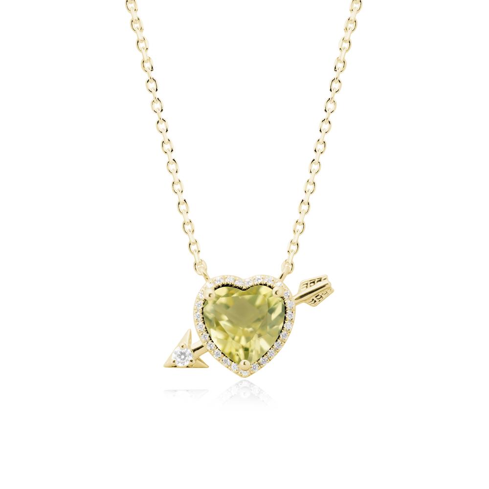 Cupid鈥橲 Arrow Heart Shaped Lemon Quartz Necklace - LUO Jewelry #metal_18k yellow gold