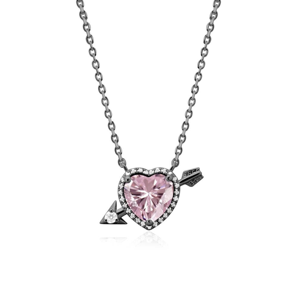Heart Shaped Pink Cubic Zirconia Cupid鈥橲 Arrow Necklace - LUO Jewelry #metal_black finish sterling silver