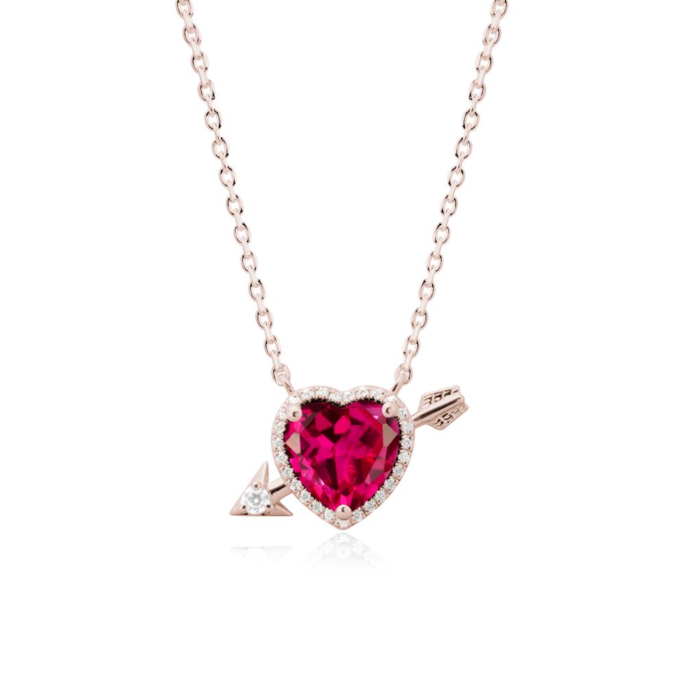Heart Shaped Ruby Cupid鈥橲 Arrow Necklace - LUO Jewelry #metal_14k rose gold