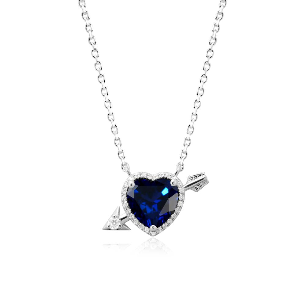 Cupid鈥橲 Arrow Heart Shaped Sapphire Necklace - LUO Jewelry #metal_14k white gold
