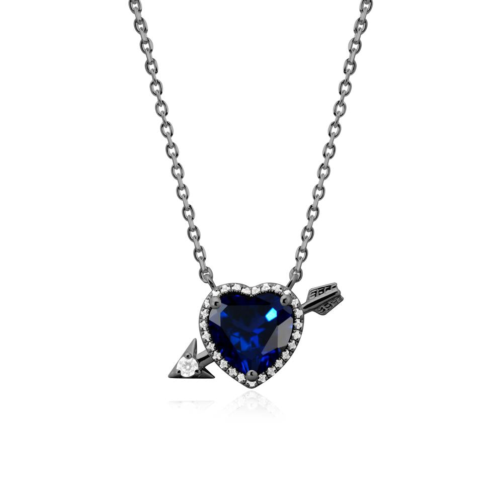 Cupid鈥橲 Arrow Heart Shaped Sapphire Necklace - LUO Jewelry #metal_black finish sterling silver