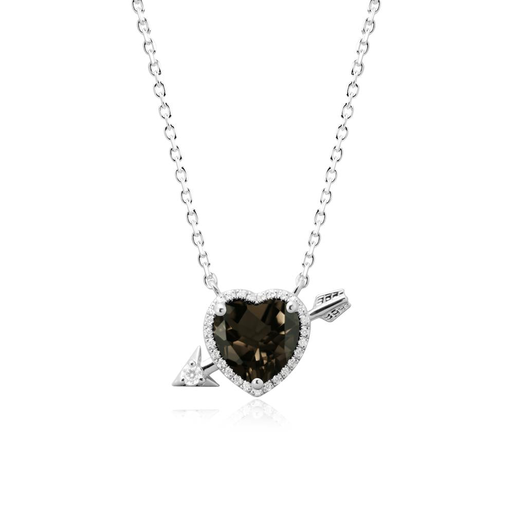 Halo Heart Shaped Smoky Quartz Pendant Necklace - LUO Jewelry #metal_sterling silver