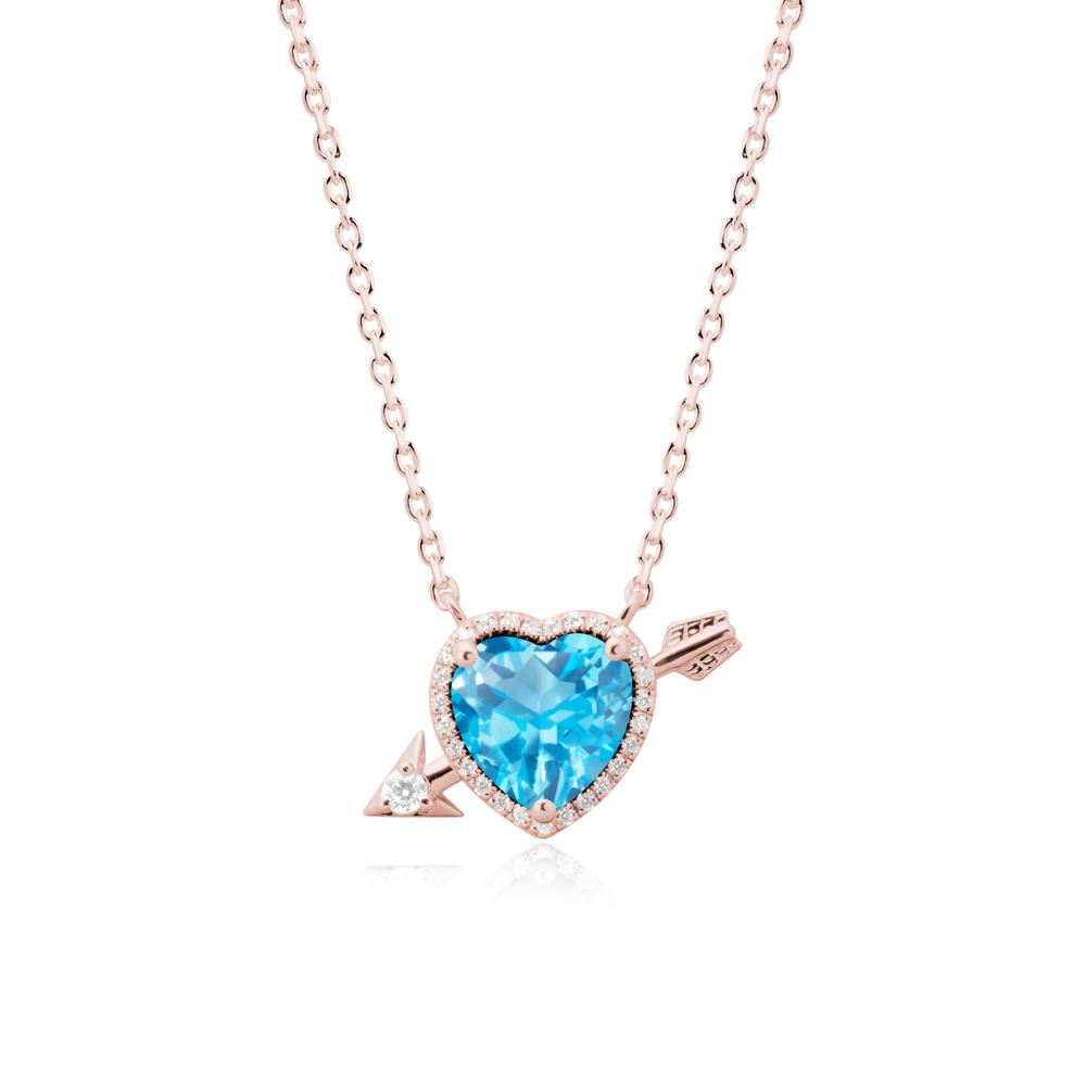 Heart Shaped Swiss Blue Topaz Cupid鈥橲 Arrow Necklace - LUO Jewelry #metal_18k rose gold
