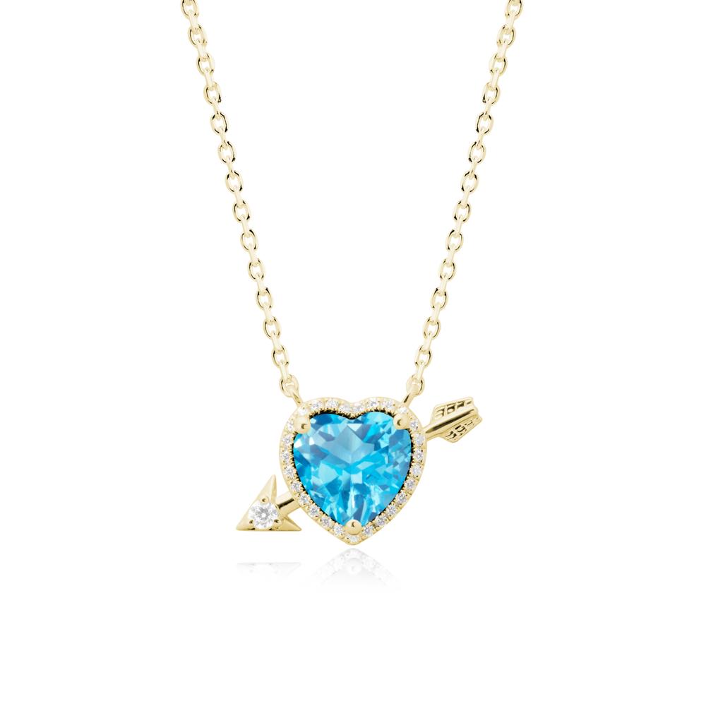 Heart Shaped Swiss Blue Topaz Cupid鈥橲 Arrow Necklace - LUO Jewelry #metal_18k yellow gold