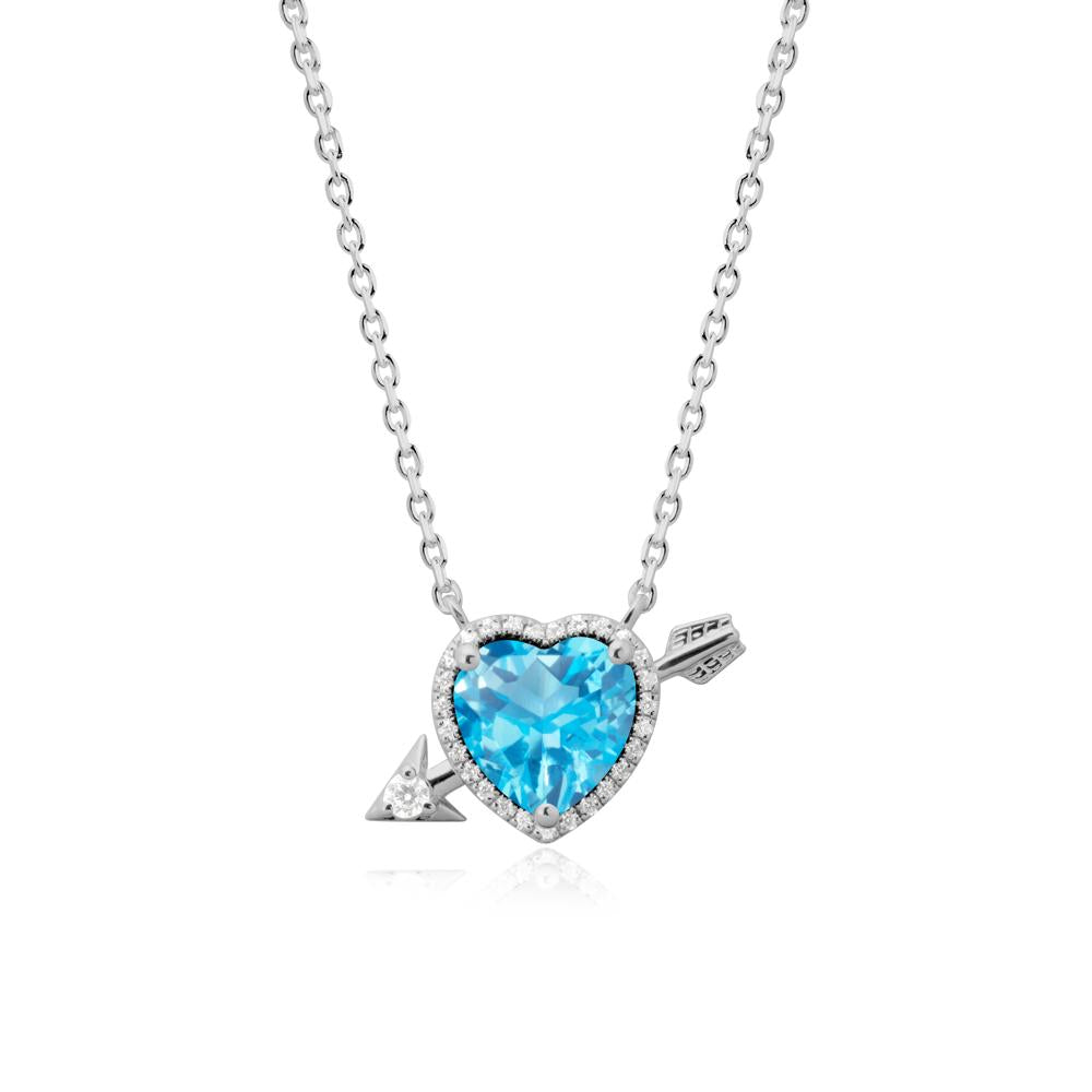 Heart Shaped Swiss Blue Topaz Cupid鈥橲 Arrow Necklace - LUO Jewelry #metal_platinum
