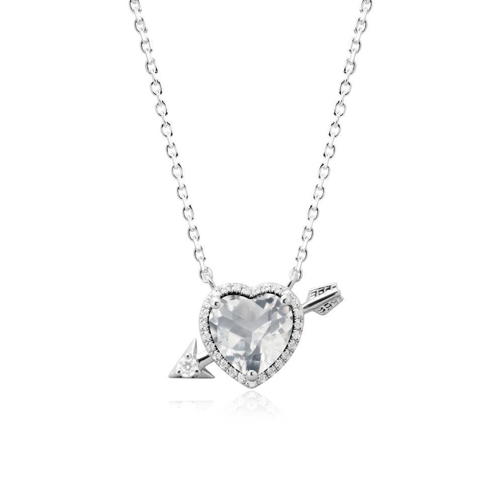 Cupid鈥橲 Arrow Heart Shaped White Topaz Necklace - LUO Jewelry #metal_14k white gold