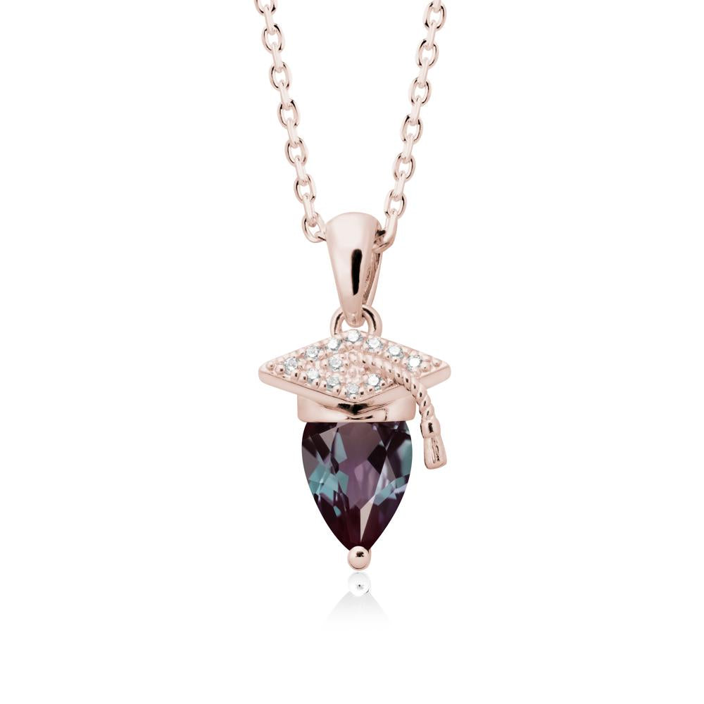 Pear Cut Alexandrite Graduation Necklace - LUO Jewelry #metal_14k rose gold