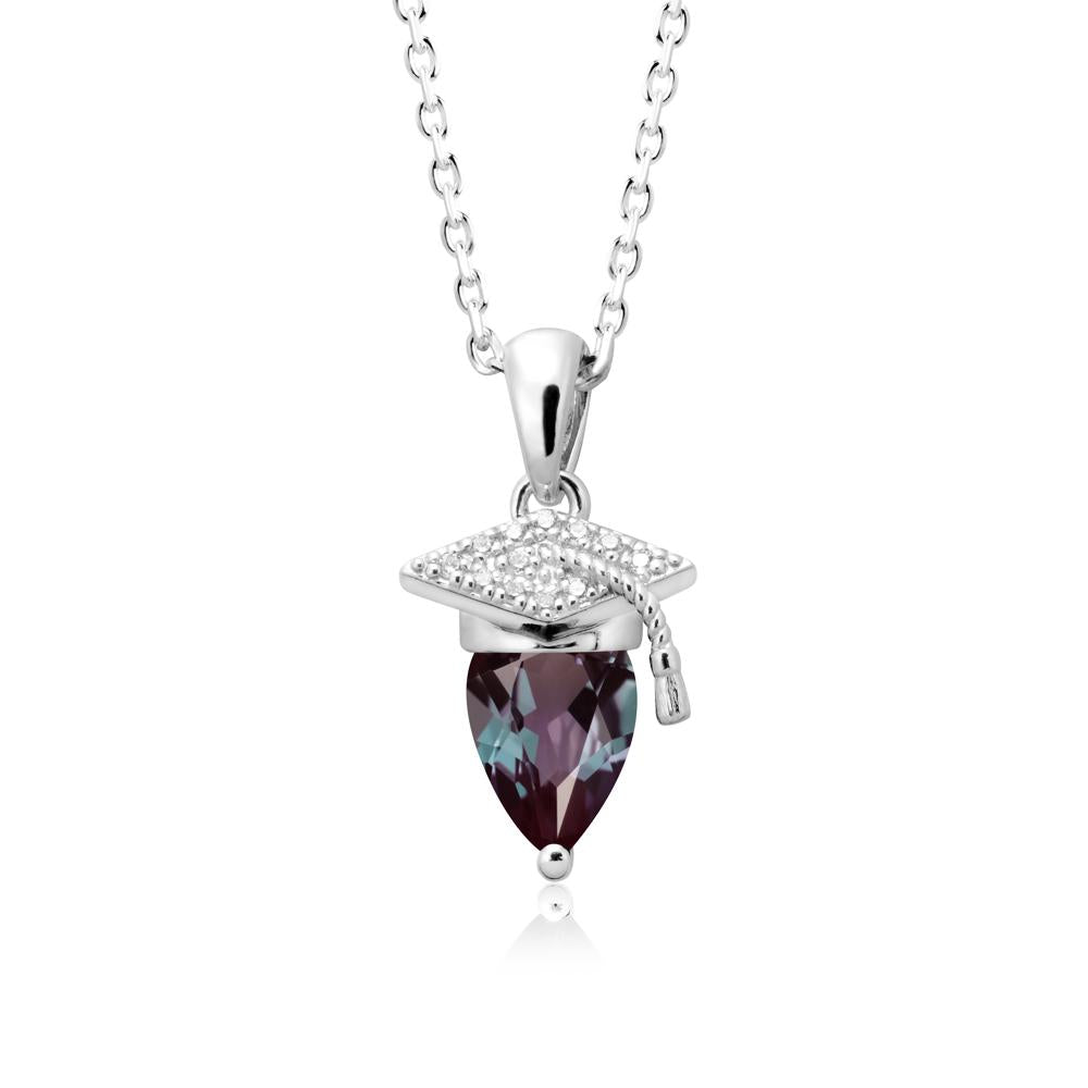 Pear Cut Alexandrite Graduation Necklace - LUO Jewelry #metal_14k white gold