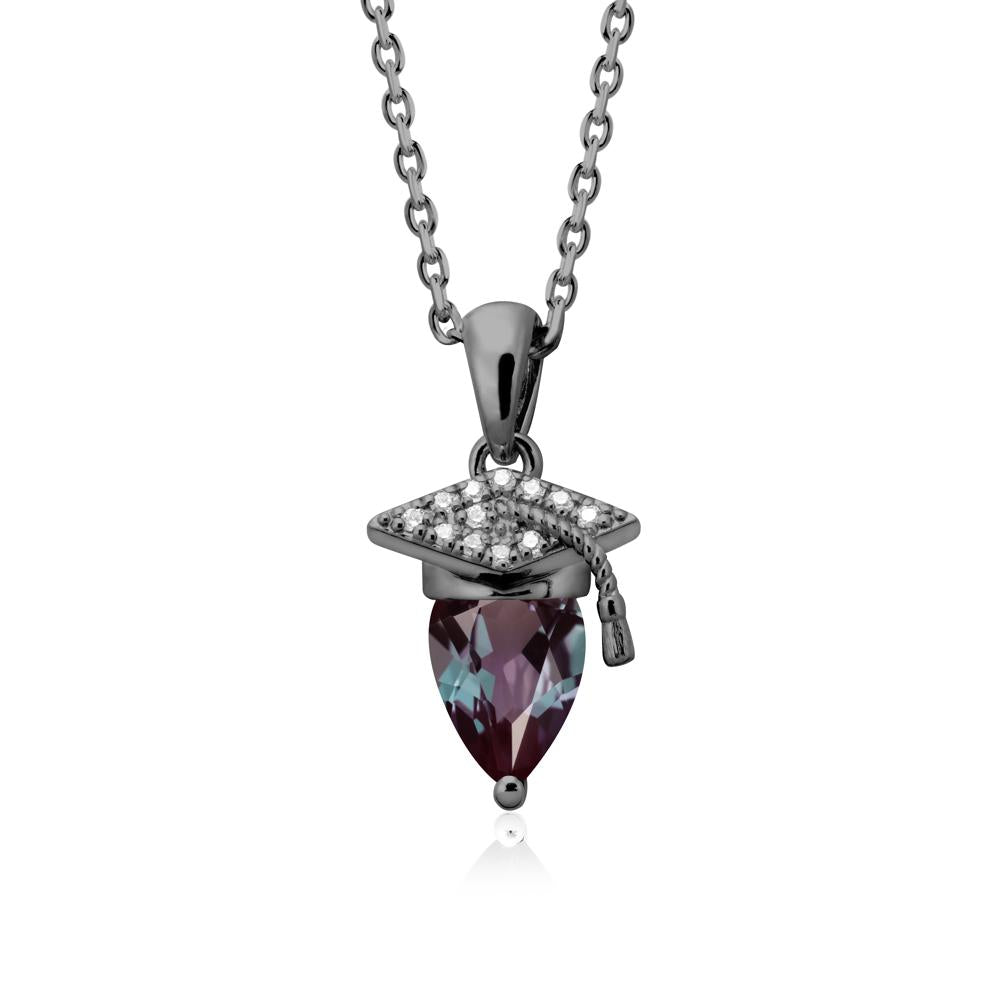 Pear Cut Alexandrite Graduation Necklace - LUO Jewelry #metal_black finish sterling silver