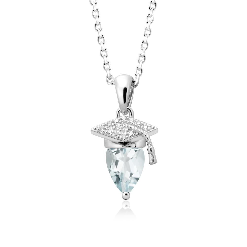 Graduation Gift Aquamarine Necklace - LUO Jewelry #metal_14k white gold