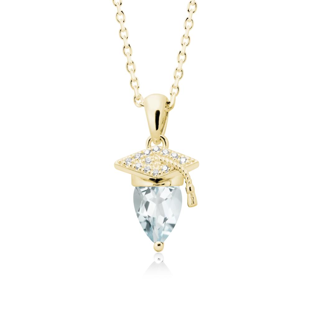 Graduation Gift Aquamarine Necklace - LUO Jewelry #metal_18k yellow gold