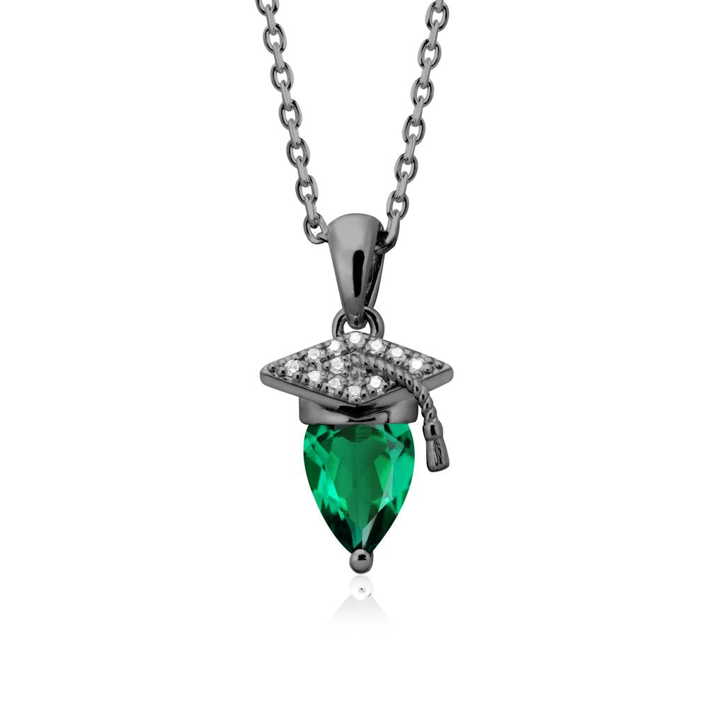 Graduation Gift Emerald Necklace - LUO Jewelry #metal_black finish sterling silver