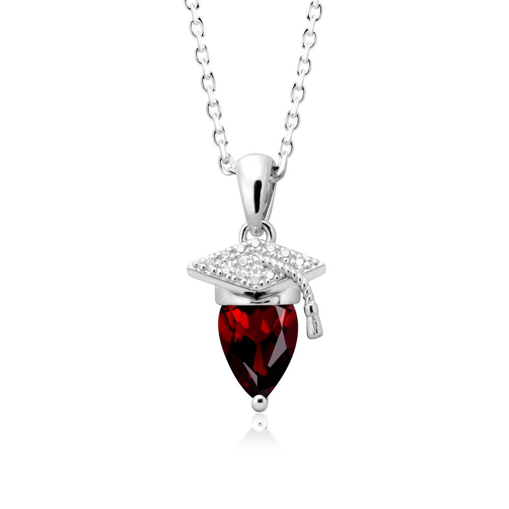 Pear Cut Garnet Graduation Necklace - LUO Jewelry #metal_18k white gold