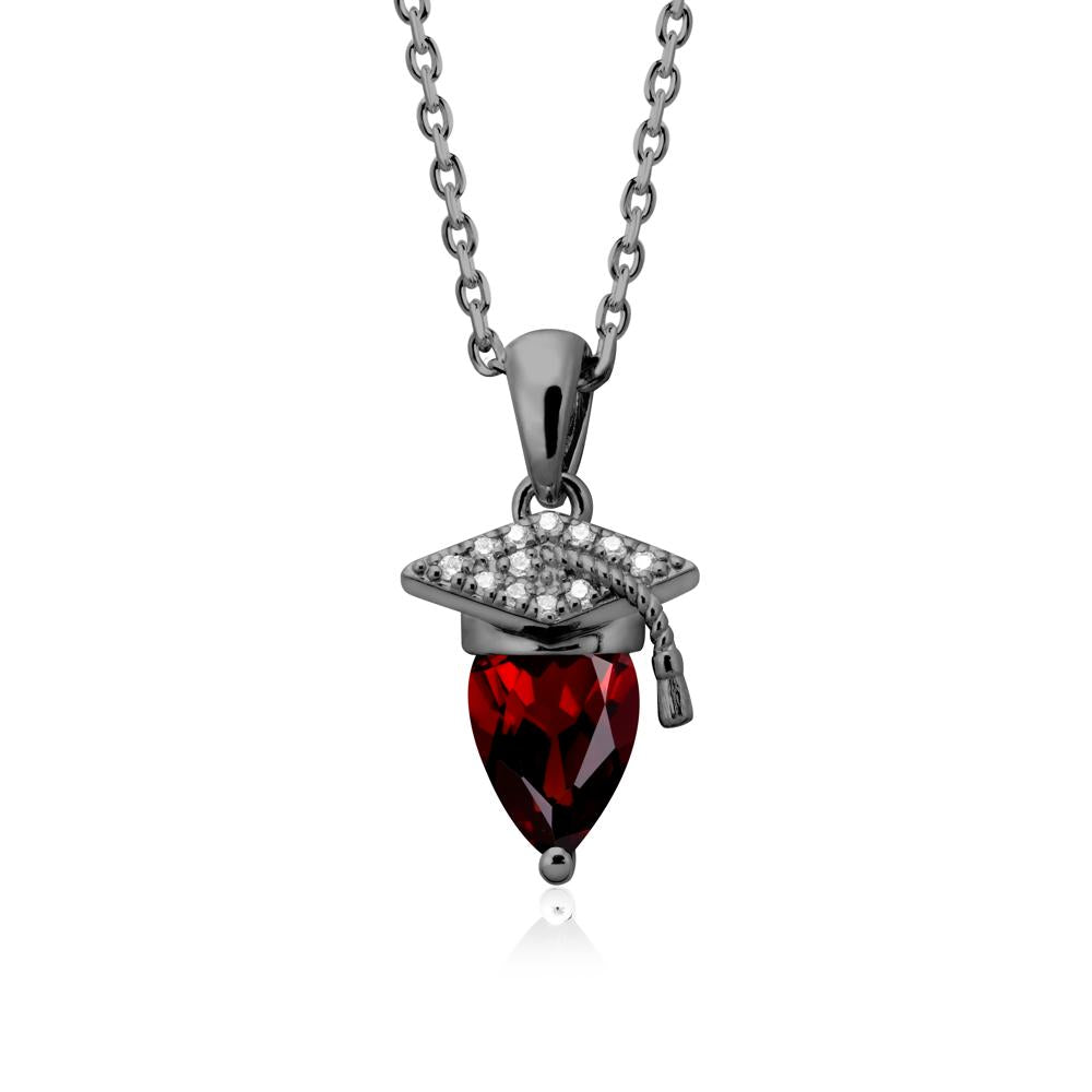 Pear Cut Garnet Graduation Necklace - LUO Jewelry #metal_black finish sterling silver